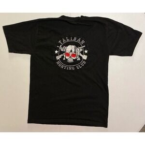 VTG Y2K Naseem Taliban Hunting Club T-Shirt Mens XL (Fits L) Blk Skull Military